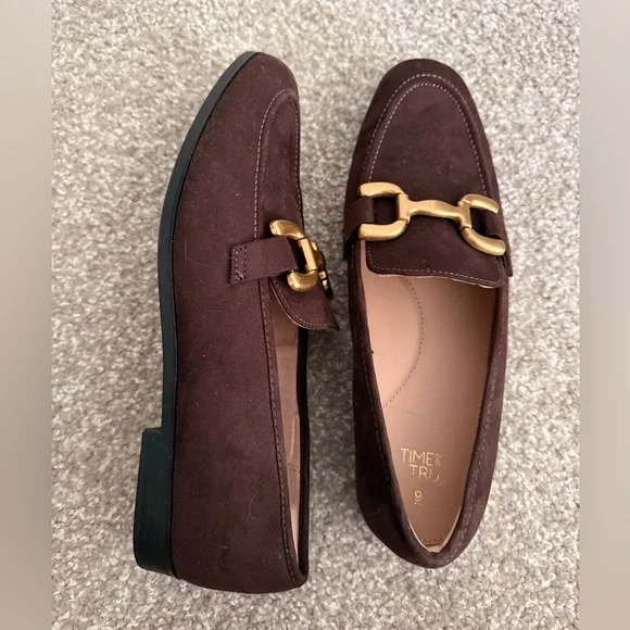 Time and Tru Brown Faux Suede Bit Loafers Size 9 - Picture 3 of 5